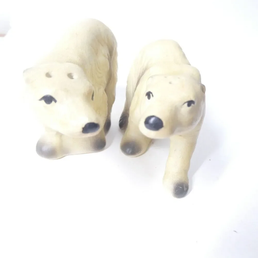 Polar Bear Salt Pepper Shakers Set Vintage Chalkware MCM